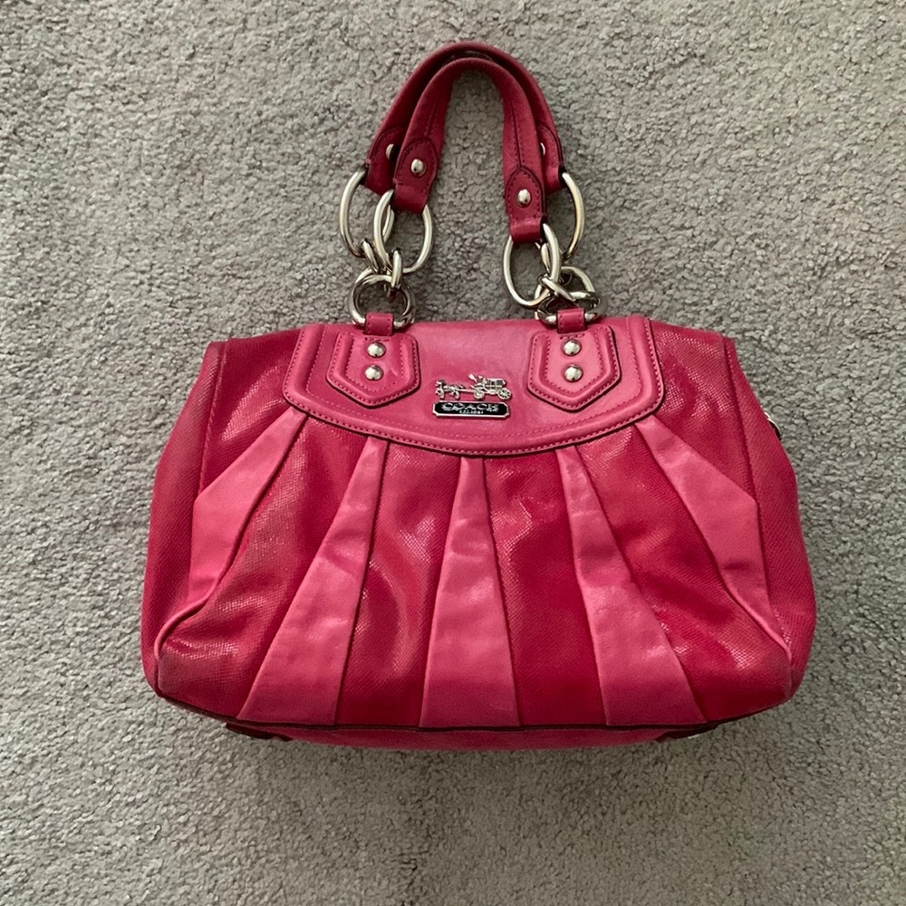 Coach Leather & Snake Print Bowling Bag
